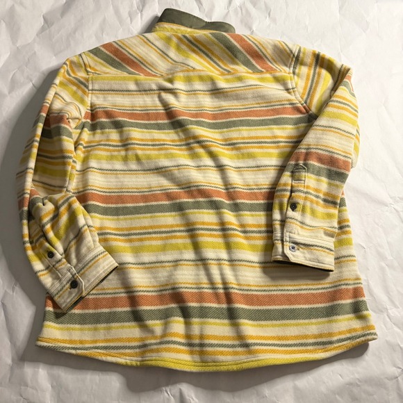 Eddie Bauer Mens Striped Southwestn Yellow Fleece Shirt Jacket Shacket Outdoor L - Picture 3 of 7